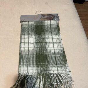 Steve Madden Olive and White Checkered Scarf